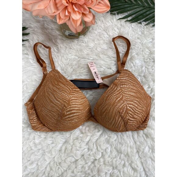 NWT VICTORIA SECRET VERY SEXY UPLIFT PLUNGE LACE BRA SZ 32C BROWN UNDERWIRED $49 - Picture 2 of 8